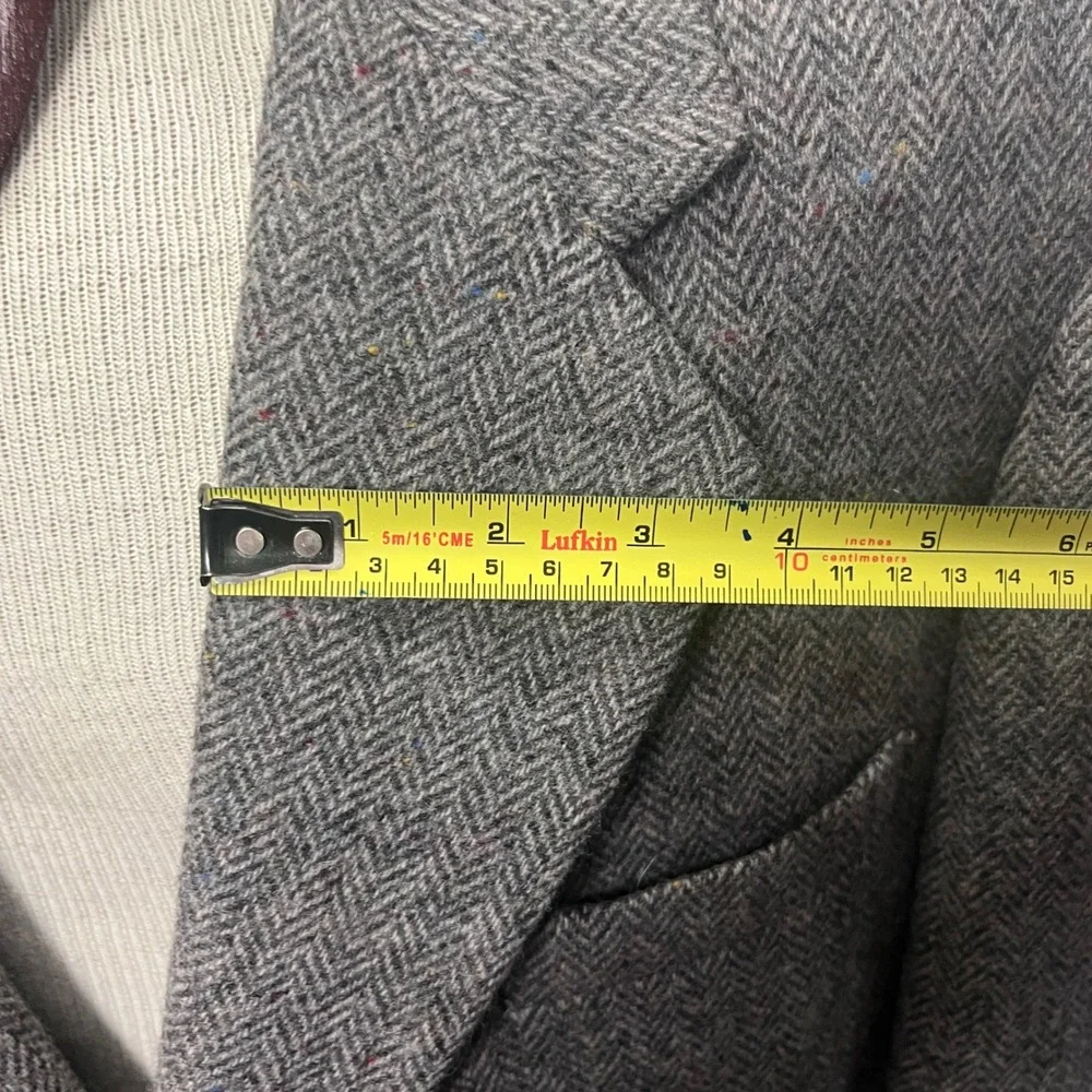 Farah Mens 42R Grey Herringbone Wool Sport Coat‎ Blazer Jacket Academia Heritage